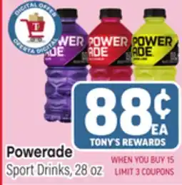 Tony’s Fresh Market Powerade Sport Drinks offer