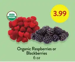 Fresh Thyme Organic Raspberries or Blackberries offer