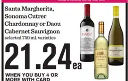 Mariano's Santa Margherita, Sonoma Cutrer Chardonnay or Daou Cabernet Sauvignon offer