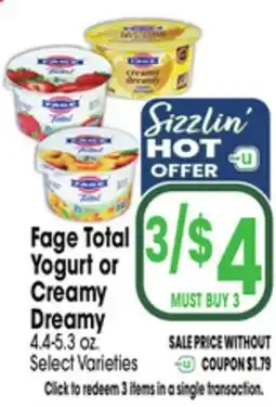 Jewel-Osco Fage Total Yogurt or Creamy Dreamy offer