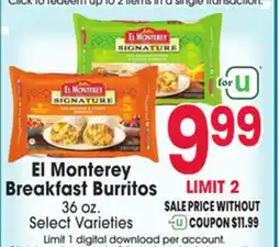 Jewel-Osco El Monterey Breakfast Burritos offer