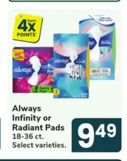 Jewel-Osco Always Infinity or Radiant Pads offer