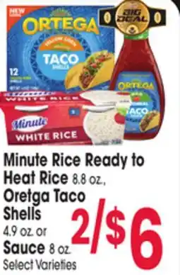 Jewel-Osco Minute Rice Ready to Heat Rice 8.8 oz., Ortega Taco Shells 4.9 oz. or Sauce 8 oz offer