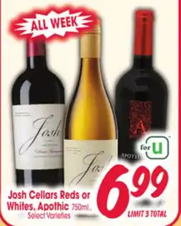 Jewel-Osco Josh Cellars Reds or Whites, Apothic offer