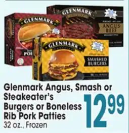 Jewel-Osco Glenmark Angus, Smash or Steakeater's Burgers or Boneless Rib Pork Patties offer