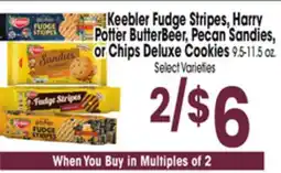 Jewel-Osco Keebler Fudge Stripes, Harry Potter ButterBeer, Pecan Sandies, or Chips Deluxe Cookies offer