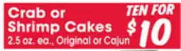 Jewel-Osco Crab or Shrimp Cakes offer