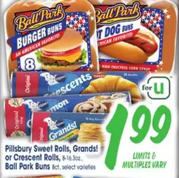 Jewel-Osco Pillsbury Sweet Rolls, Grands! or Crescent Rolls, 8-16.3 oz., Ball Park Buns 8 ct offer