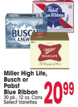 Jewel-Osco Miller High Life, or Busch or Pabst Blue Ribbon offer