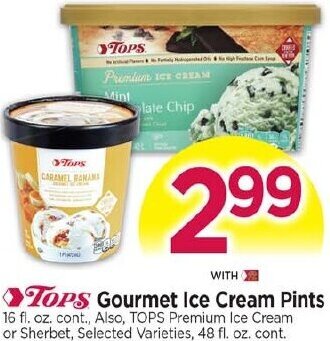 Tops Gourmet Ice Cream Pints offer