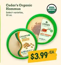 Sprouts Farmers Market Cedar's Organic Hommus offer