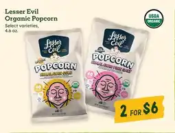Sprouts Farmers Market Lesser Evil Organic Popcorn offer