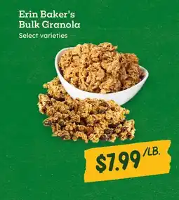 Sprouts Farmers Market Erin Baker's Bulk Granola offer