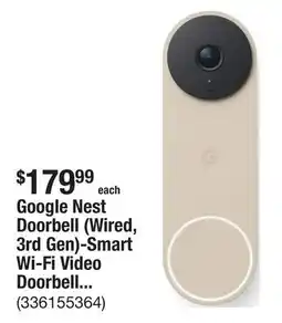 The Home Depot Google Nest Doorbell (Wired, 3rd Gen)-Smart Wi-Fi Video Doorbell Camera-Linen offer