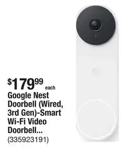 The Home Depot Google Nest Doorbell (Wired, 3rd Gen)-Smart Wi-Fi Video Doorbell Camera-Snow offer