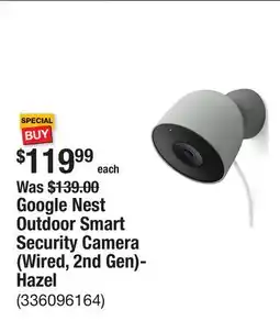 The Home Depot Google Nest Outdoor Smart Security Camera (Wired, 2nd Gen)-Hazel offer