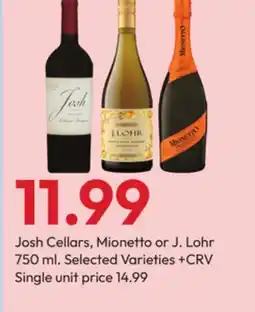 Stater Bros Josh Cellars, Mionetto or J. Lohr offer