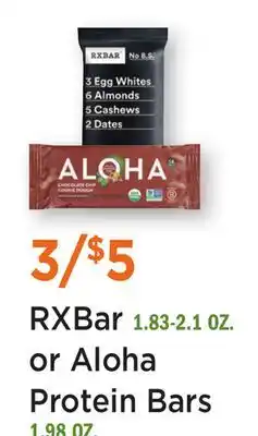 Heinen's RXBar 1.83-2.1 OZ. or Aloha Protein Bars 1.98 OZ offer