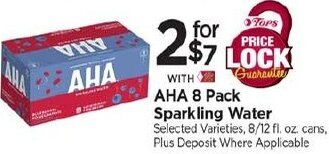 Tops AHA 8 Pack Sparkling Water offer