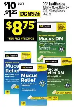 Dollar General DG health mucus relief or mucus relief DM offer
