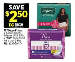 Dollar General Any depend men's or women's protective underwear offer