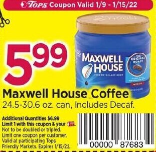 Tops Maxwell House Coffee offer