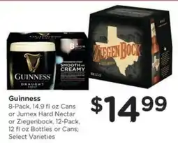 Kroger Guinness or Jumex Hard Nectar or Ziegenbock offer