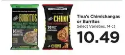Food 4 Less Tina’s Chimichangas or Burritos offer