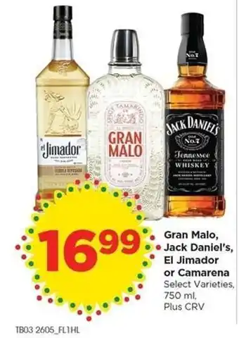 Food 4 Less Gran Malo, Jack Daniel's, El Jimador or Camarena offer
