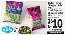 Safeway Taylor Farms Chopped Salad Kit / Fresh Express Chopped Salad Kit offer