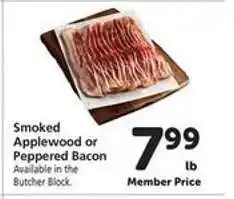 Safeway Smoked Applewood or Peppered Bacon offer