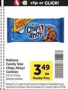 Safeway Nabisco Family Size Chips Ahoy Cookies offer