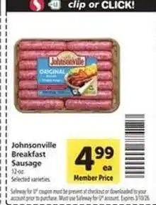 Safeway Johnsonville Breakfast Sausage offer
