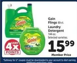 Safeway Gain Flings Laundry Detergent offer