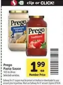 Safeway Prego Pasta Sauce offer