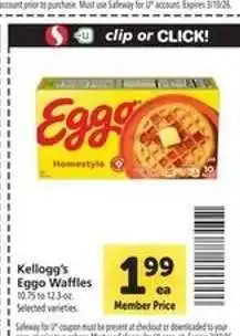 Safeway Kellogg's Eggo Waffles offer