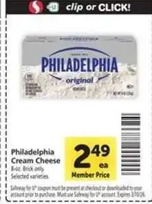 Safeway Philadelphia Cream Cheese offer