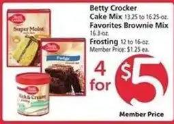 Safeway Betty Crocker Cake Mix, Favorites Brownie Mix, Frosting offer