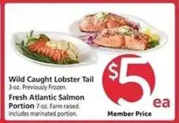 Safeway Wild Caught Lobster Tail / Fresh Atlantic Salmon Portion offer