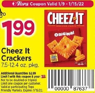 Tops Cheez It Crackers offer