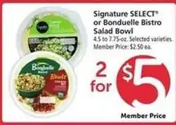 Safeway Signature SELECT or Bonduelle Bistro Salad Bowl offer