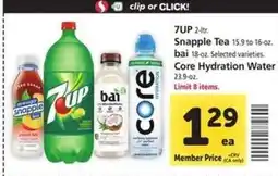 Safeway 7UP, Snapple Tea, bai, Core Hydration Water offer
