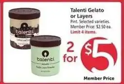 Safeway Talenti Gelato or Layers offer