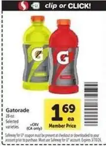 Safeway Gatorade offer