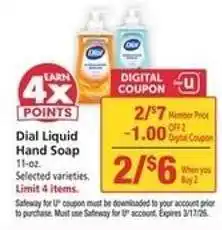 Safeway Dial Liquid Hand Soap offer