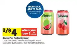 Meijer BLOOM POP PREBIOTIC SODA offer