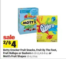 Meijer Betty Crocker Fruit Snacks, Fruit By The Foot, Fruit Rollups or Gushers offer