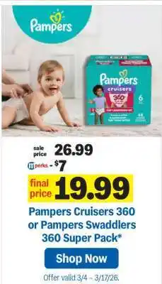Meijer Pampers Cruisers 360 or Pampers Swaddlers 360 Super Pack offer