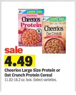 Meijer Cheerios Large Size Protein or Oat Crunch Protein Cereal offer