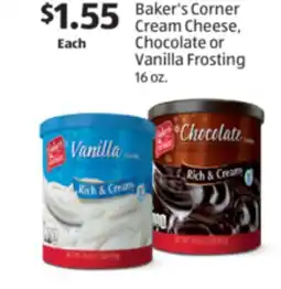 Aldi Baker's Corner Cream Cheese, Chocolate or Vanilla Frosting offer